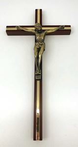 Gold Tone Corpus on 10" Wood Wall Crucifix
