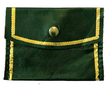 Green Leather Snap Rosary Case from Italy