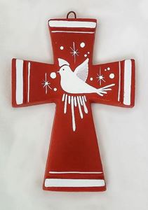 Hand Painted Dove of Peace Clay Cross from Mexico