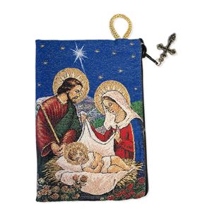 Holy Family Icon Tapestry Rosary Pouch 5 3/8" x 4"