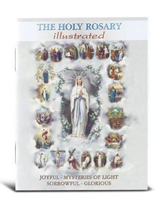Holy Rosary Illustrated Prayer Book 4" x 6" The Mysteries of the Rosary, 32 pages Bonella artwork and Gold Stamped cover.