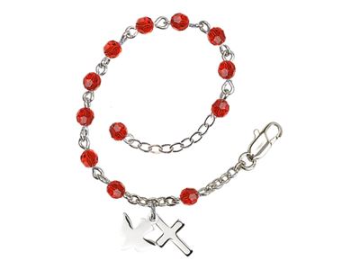 Holy Spirit Rosary Bracelet, Ruby Austrian Crystal