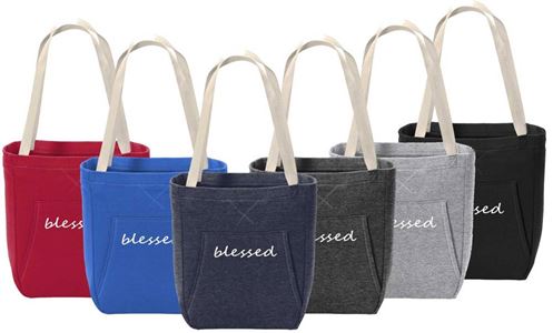 Blessed Fleece Hoodie Style Tote Bags