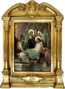 Italian 14pc Baroque Stations of the Cross 13" x 17" Wood Plaque Set with Separate Crosses