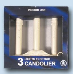 Ivory 3 Light Electric Candle with Clear Bulbs