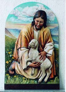 Jesus Holding Lamb Wall Relief