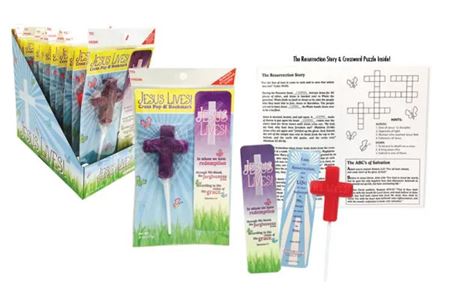 Strawberry & Grape Flavored Jesus Lives! Cross Pop, Bookmark & Activity Sheet Set