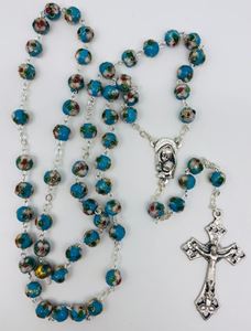 Light Blue Cloisonne 8mm Bead Italian Rosary