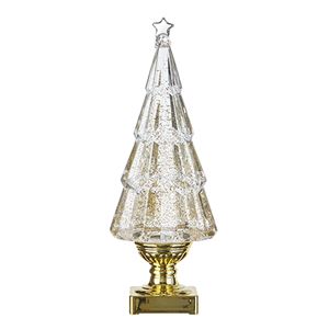 Lighted 13.75" Tree with Gold Swirling Glitter