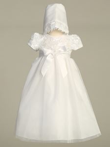 Lillian Embroidered Bodice and Tulle Skirt Christening Gown