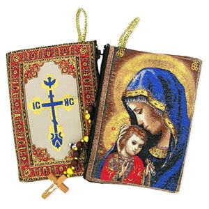 Madonna Caressing the Christ Child Rosary Pouch 5 3/8" x 4"