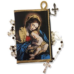 Madonna and Child Rosary Icon Rosary Pouch 5 3/8" x 4"