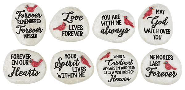 Assorted Memorial Cardinal Pocket Stones, Sold Each