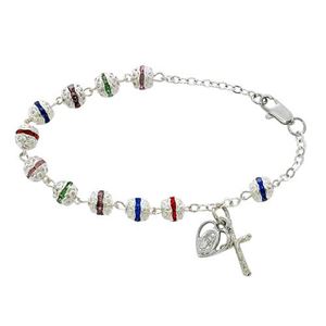 Multicolored Capped Rosary Bracelet