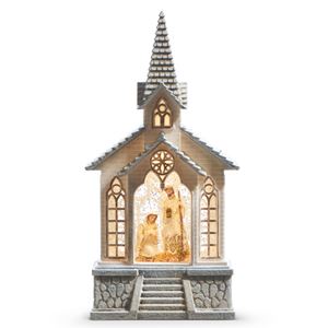 Musical Lighted Church with Holy Family 11.25" Waterglobe