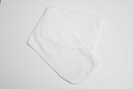 "My Baptism Day" Keepsake Blanket-White knitted cotton blanket. 30" x 40"