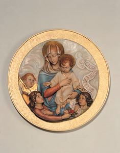 Our Lady and Child Medallion Wall Relief