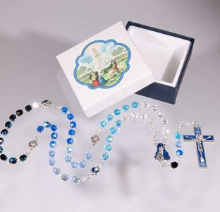 5X6MM GLASS BEAD OUR LADY OF FATIMA ROSARY WITH ENAMELED OUR FATHER BEADS  5X6mm Glass Bead Our Lady Of Fatima Rosary With Enameled Our Father Beads.
