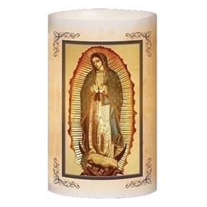 Our Lady of Guadalupe 6" Battery Operated LED Wax Pillar Candle