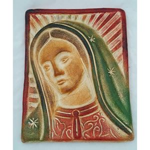 Our Lady of Guadalupe Clay 10.5" Wall Plaque from Mexico