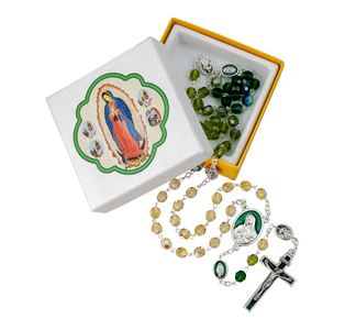 Tri Color Glass Bead Rosary Our Lady Of Guadalupe