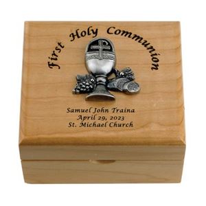 Personalized First Communion Maple Wood Keepsake Box