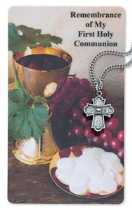 Pewter 4 Way on 18 inch Chain with Holy Card