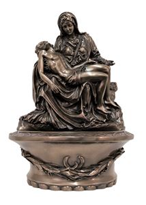 Pieta Holy Water Font, Cold Cast Bronze