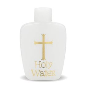 Plastic Holy Water Bottle with Gold Cross, 2 Oz