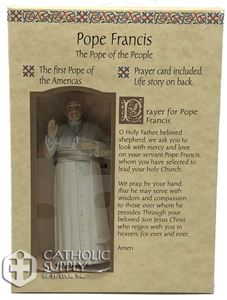 Pope Francis 4" Statue with Prayer Card Set