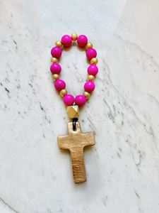 Prayer Beads with Gold - Fuchsia