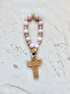 Prayer Beads with Gold - Light Pink