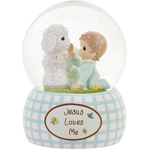 precious moments Jesus Loves Me, Snow Globe, Resin, Boy 102404
