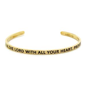 Proverbs 3:5 Trust in the Lord With All Your Heart Blessing Band, Gold Cuff Bracelet