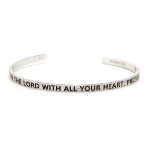 Proverbs 3:5 Trust in the Lord With All Your Heart Blessing Band, Silver Cuff Bracelet
