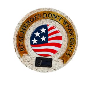 Real Heros Dont Wear Capes Solar Garden Stone, Military/America 