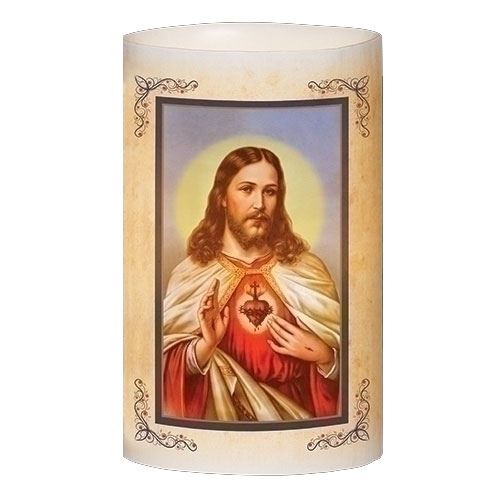 Sacred Heart of Jesus 6" Battery Operated LED Wax Pillar Candle