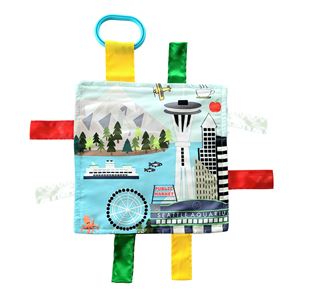 Seattle WA City Learning Crinkle Tag Squares 8"x 8"