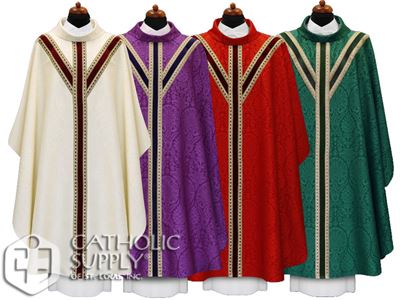 Semi-Gothic Chasuble, Damask-Style Fabric from Poland
