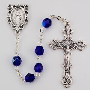 September / Blue 6mm Aurora Borealis Rosary