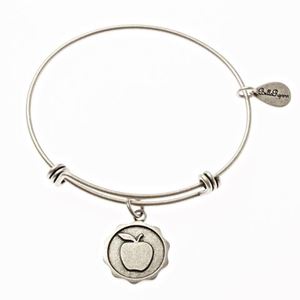 Silver Bangle with Apple Charm