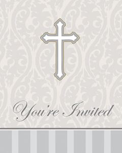 Silver Cross Invitation 8/pkg