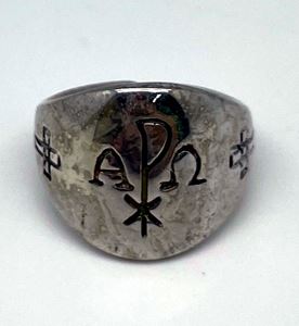 Silver Rounded Chi Rho Bishops Ring