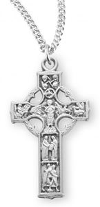 Sterling Silver Irish Celtic Cross with 18" Chain