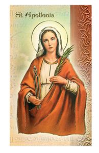 Saint Apollonia  2 Page Biography, Name Meaning, Patron Attributes, Prayer to Saint, Feast Day  Gold Stamped Italian Art
