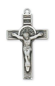 St. Benedict Sterling Silver Crucifix on 18" Chain