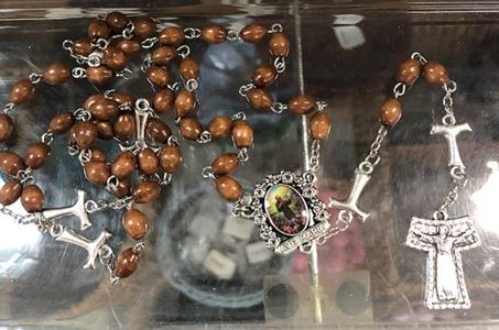 St. Francis of Assisi Brown Wood Rosary