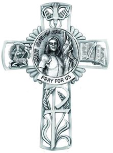 St. Joan of Arc Pewter Wall Cross