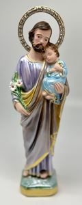 St. Joseph 9.5" Pearlized Statue from Italy with Rhinestone Halo