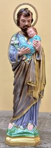 St. Joseph with Child 17.5" Pearlized Statue from Italy with Rhinestone Halo